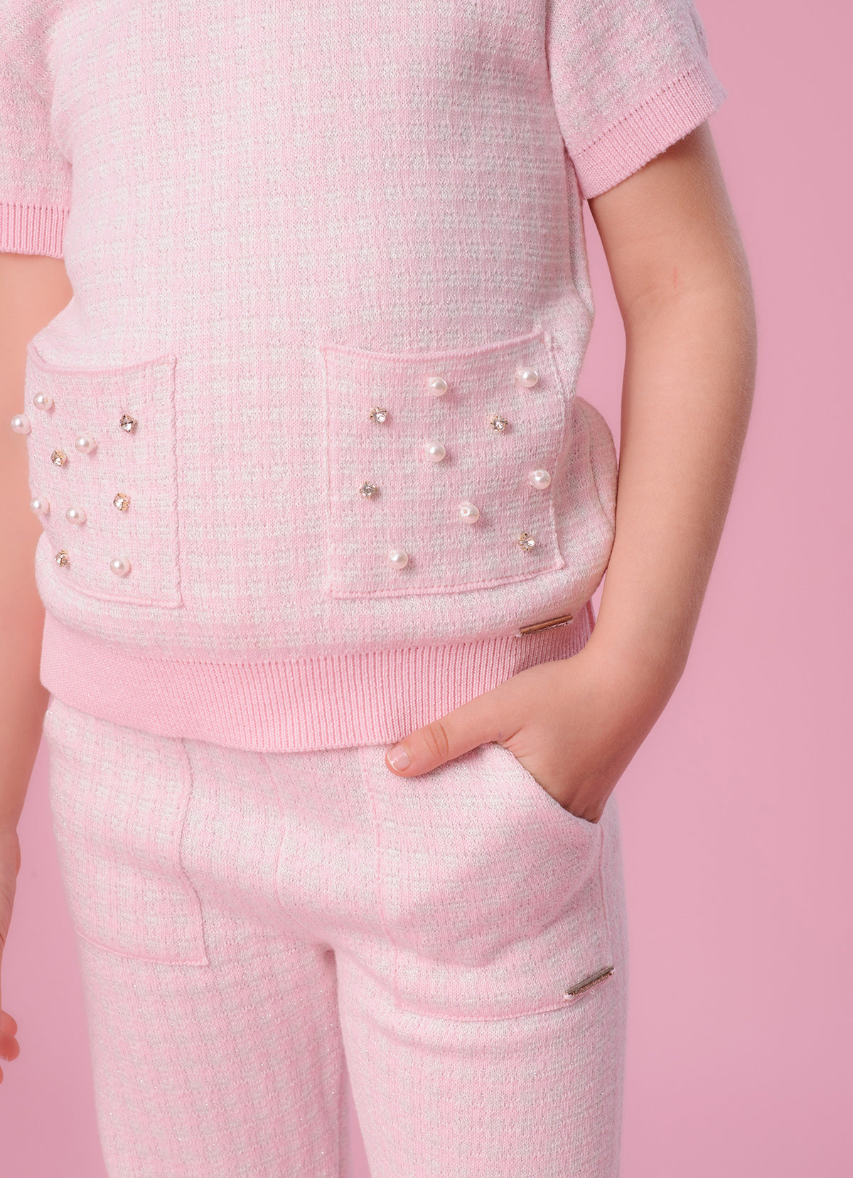 Calça Tricot Flare Xadrez Brilho