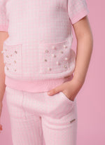 Calça Tricot Flare Xadrez Brilho