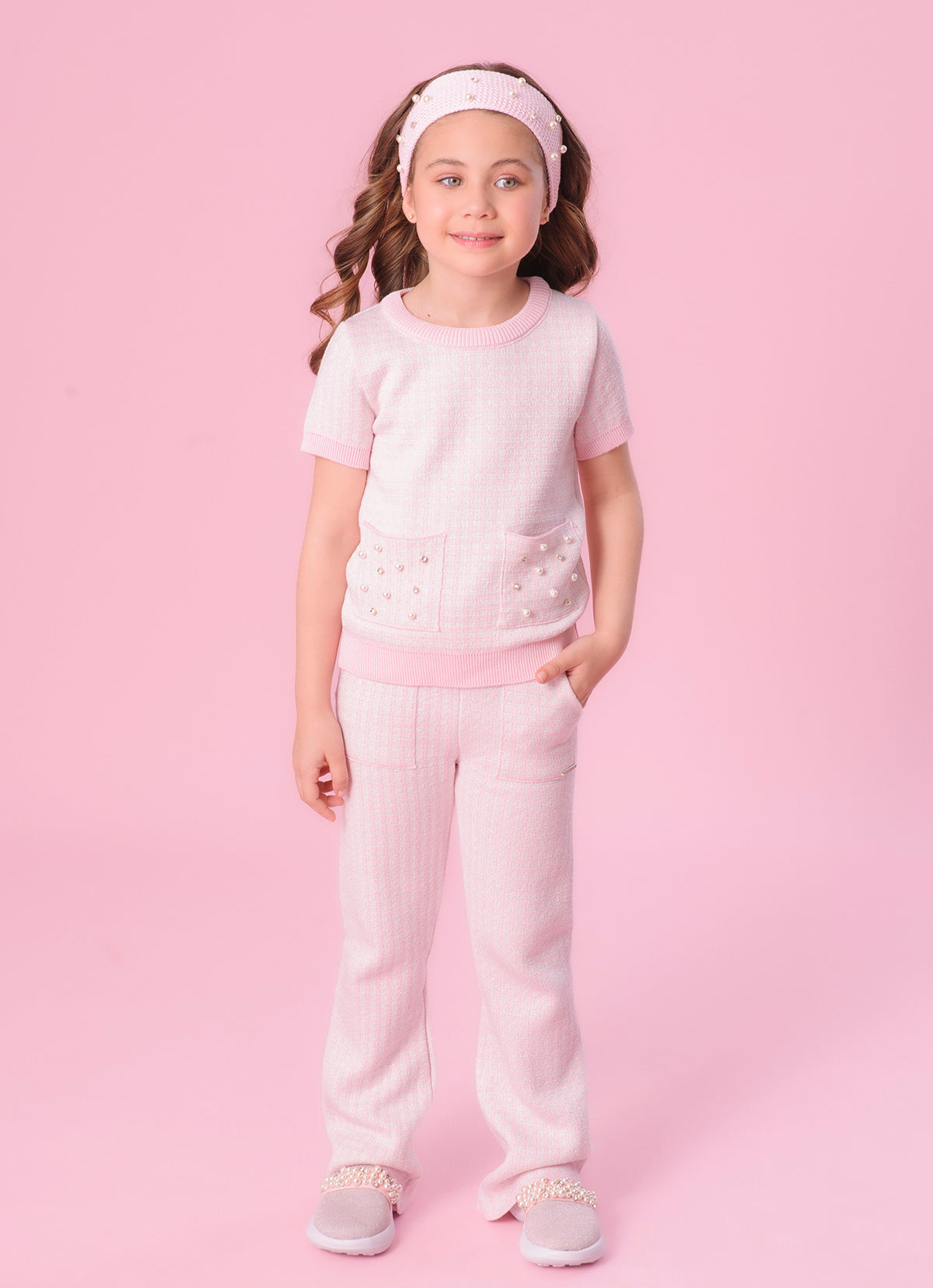 Calça Tricot Flare Xadrez Brilho