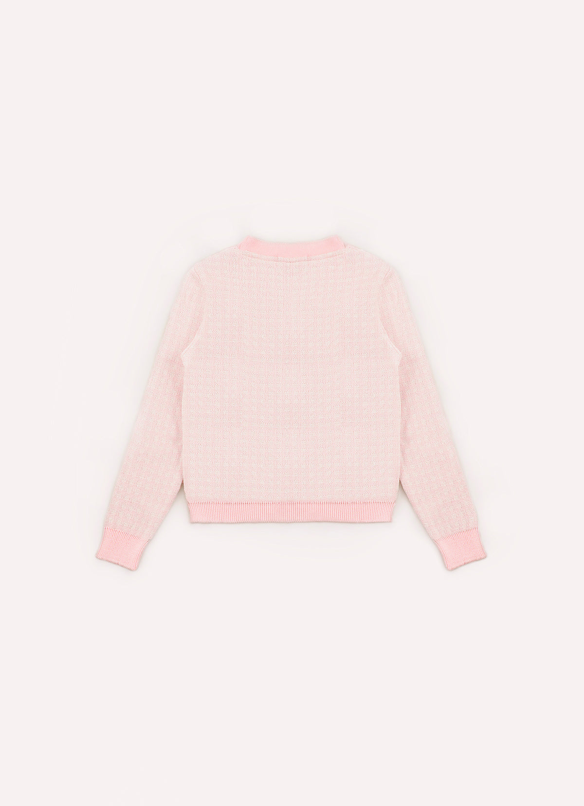 Casaco Tricot Xadrez Brilho Bolsos Bordados