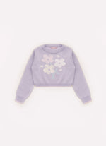 Blusa Tricot Cropped  Flores Cristal