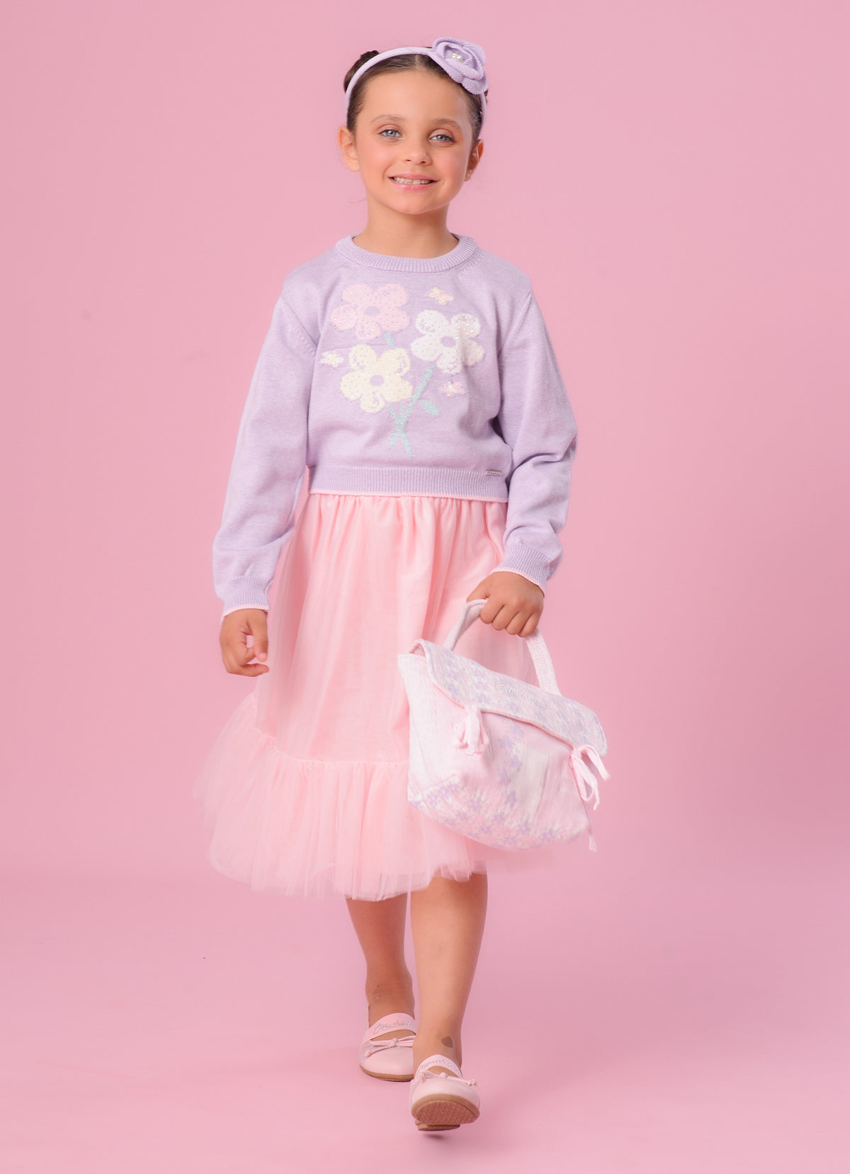 Blusa Tricot Cropped  Flores Cristal