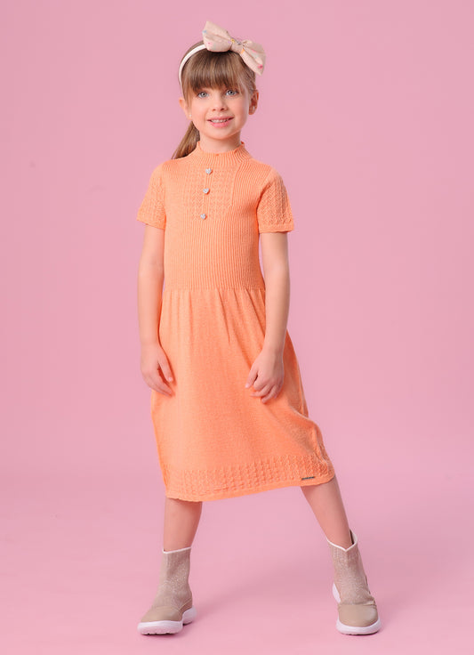 Vestido Tricot Ponto Rendado Sem Costura