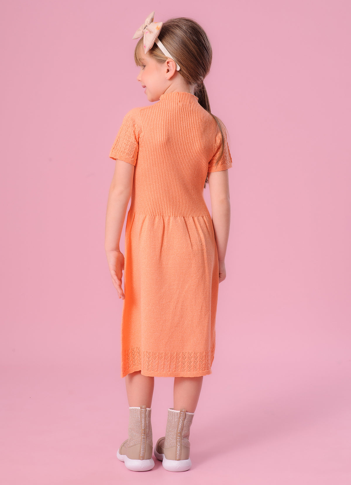 Vestido Tricot Ponto Rendado Sem Costura