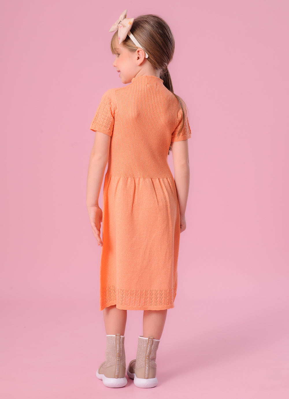 Vestido Tricot Ponto Rendado Sem Costura