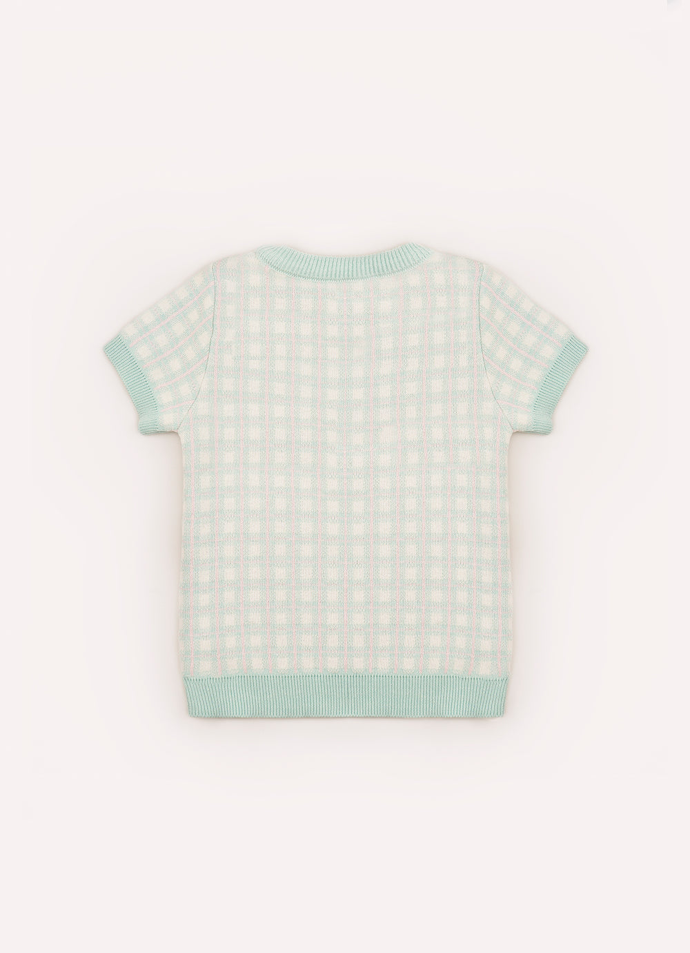 Blusa Tricot Xadrez Bolso Botão Joia