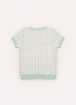 Blusa Tricot Xadrez Bolso Botão Joia