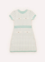 Vestido Tricot Xadrez Bolsos Botões Jóia