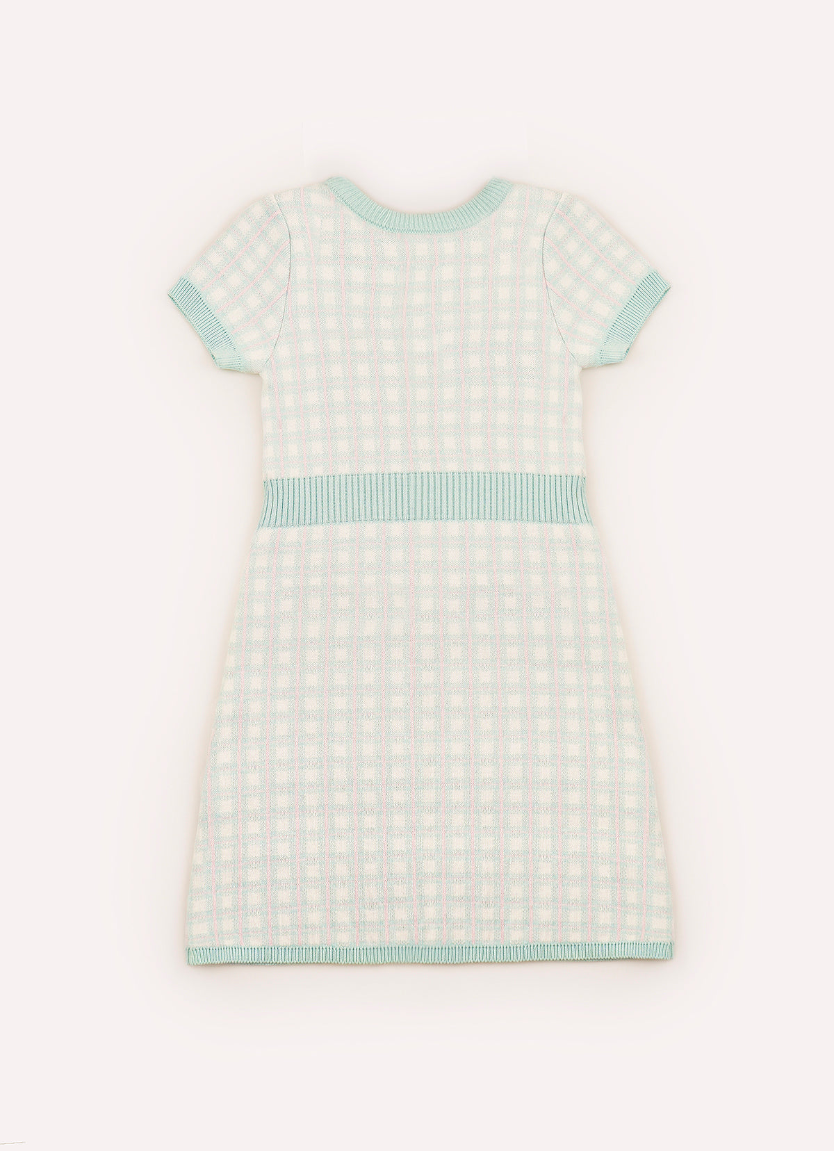 Vestido Tricot Xadrez Bolsos Botões Jóia