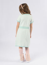 Vestido Tricot Xadrez Bolsos Botões Jóia