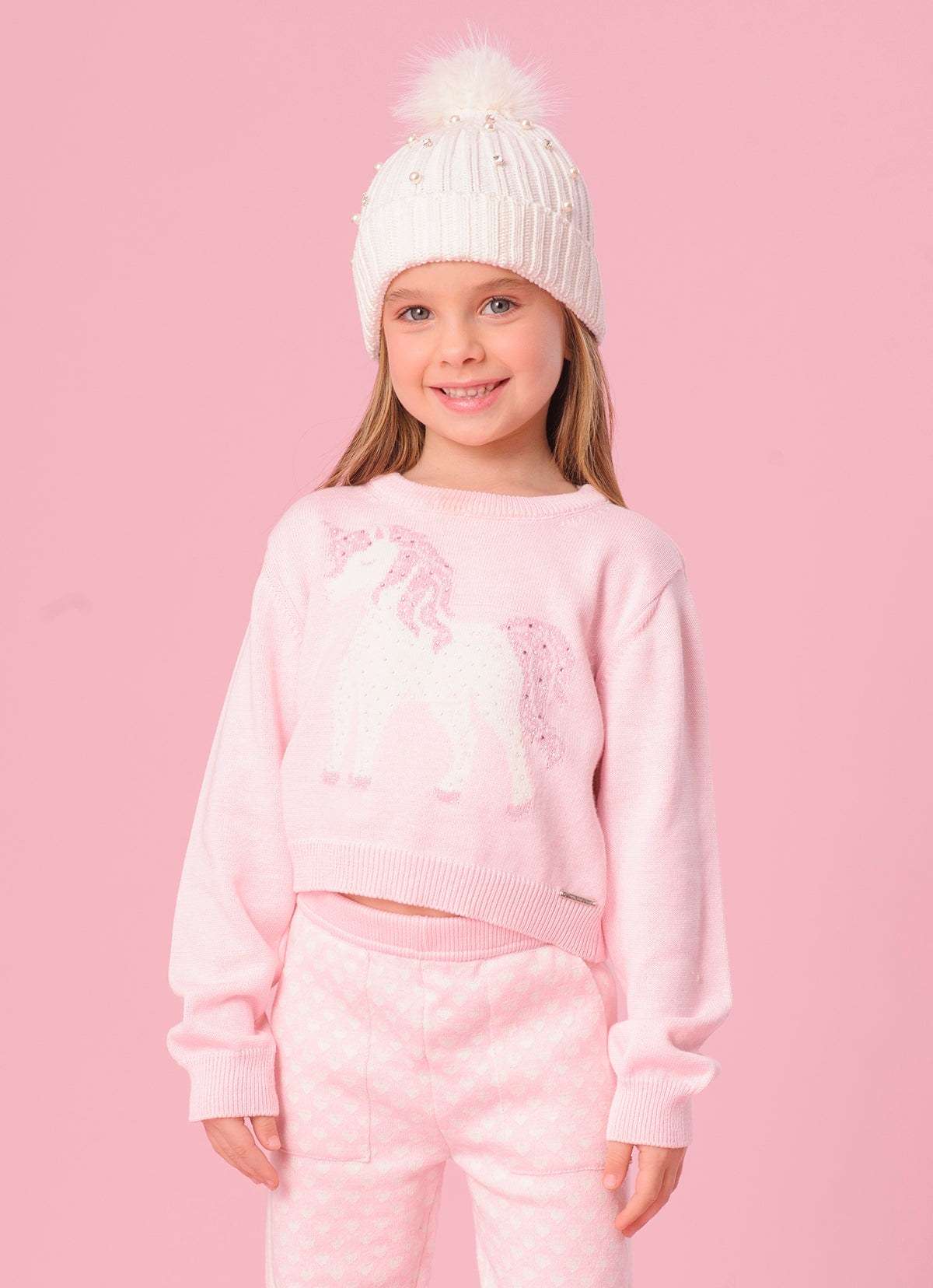 Blusa Tricot Cropped Unicórnio Cristal
