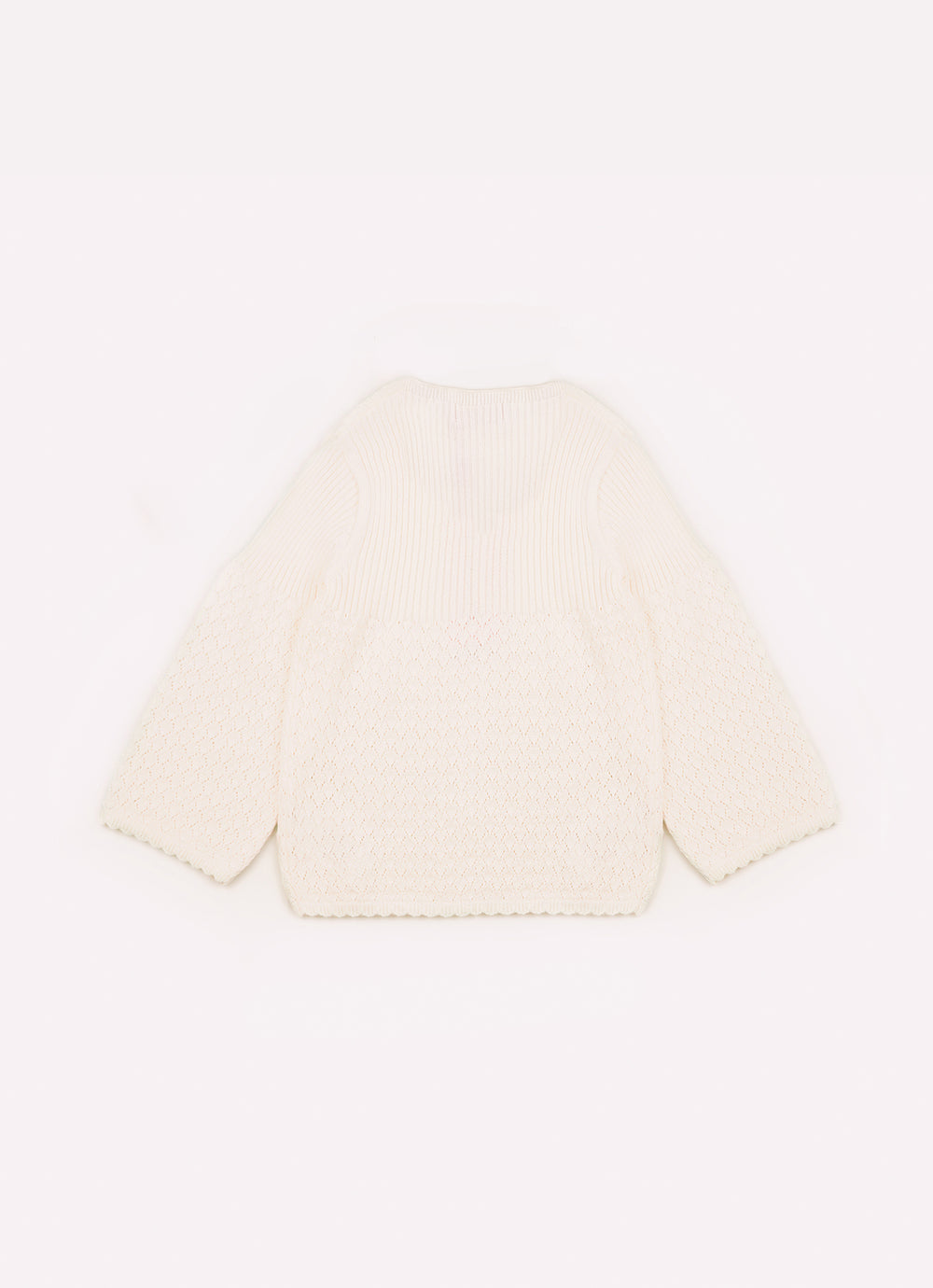 Blusa Tricot Ponto Rendado Manga Longa Flare