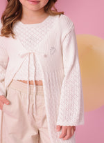 Casaco Tricot Longo Ponto Rendado