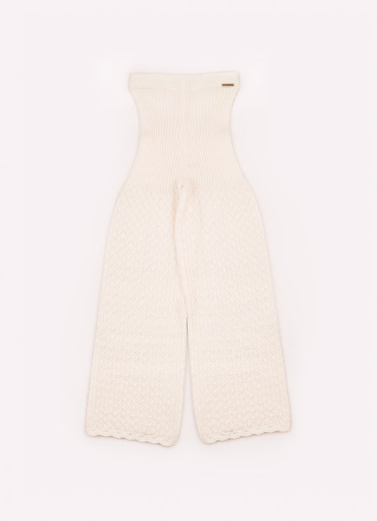 Calça Tricot Flare Ponto Rendado