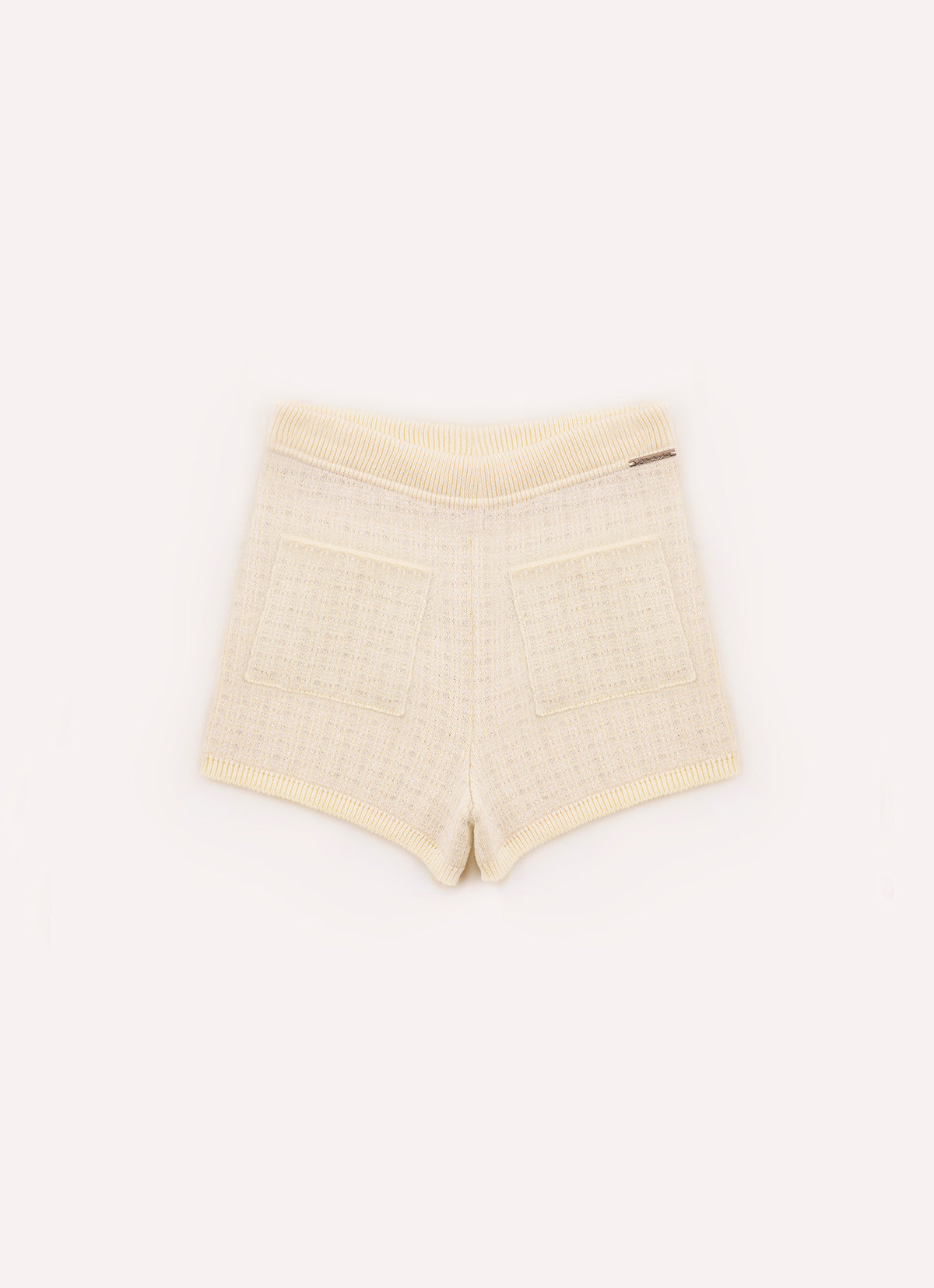 Short Tricot Xadrez Brilho Bolsos