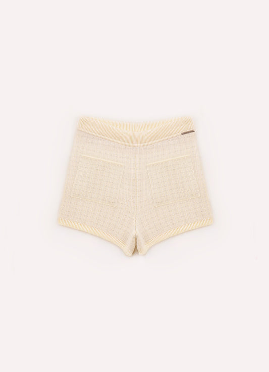 Short Tricot Xadrez Brilho Bolsos