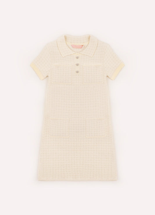 Vestido Tricot Xadrez Brilho Golinha Bolsos