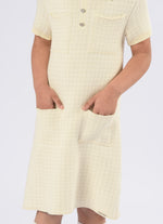 Vestido Tricot Xadrez Brilho Golinha Bolsos