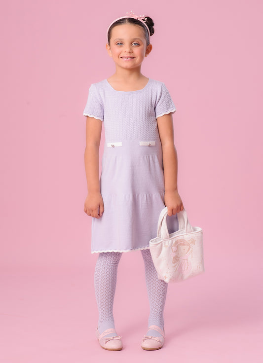 Vestido Tricot Mini Tranças Botões Jóia