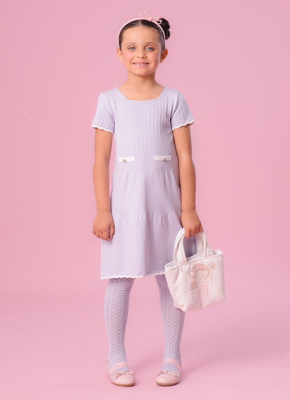 Vestido Tricot Mini Tranças Botões Jóia