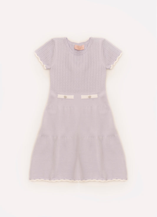 Vestido Tricot Mini Tranças Botões Jóia