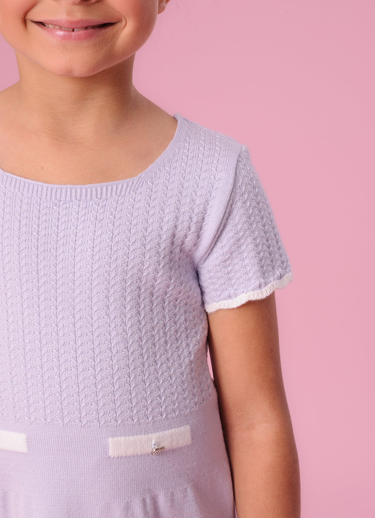 Vestido Tricot Mini Tranças Botões Jóia