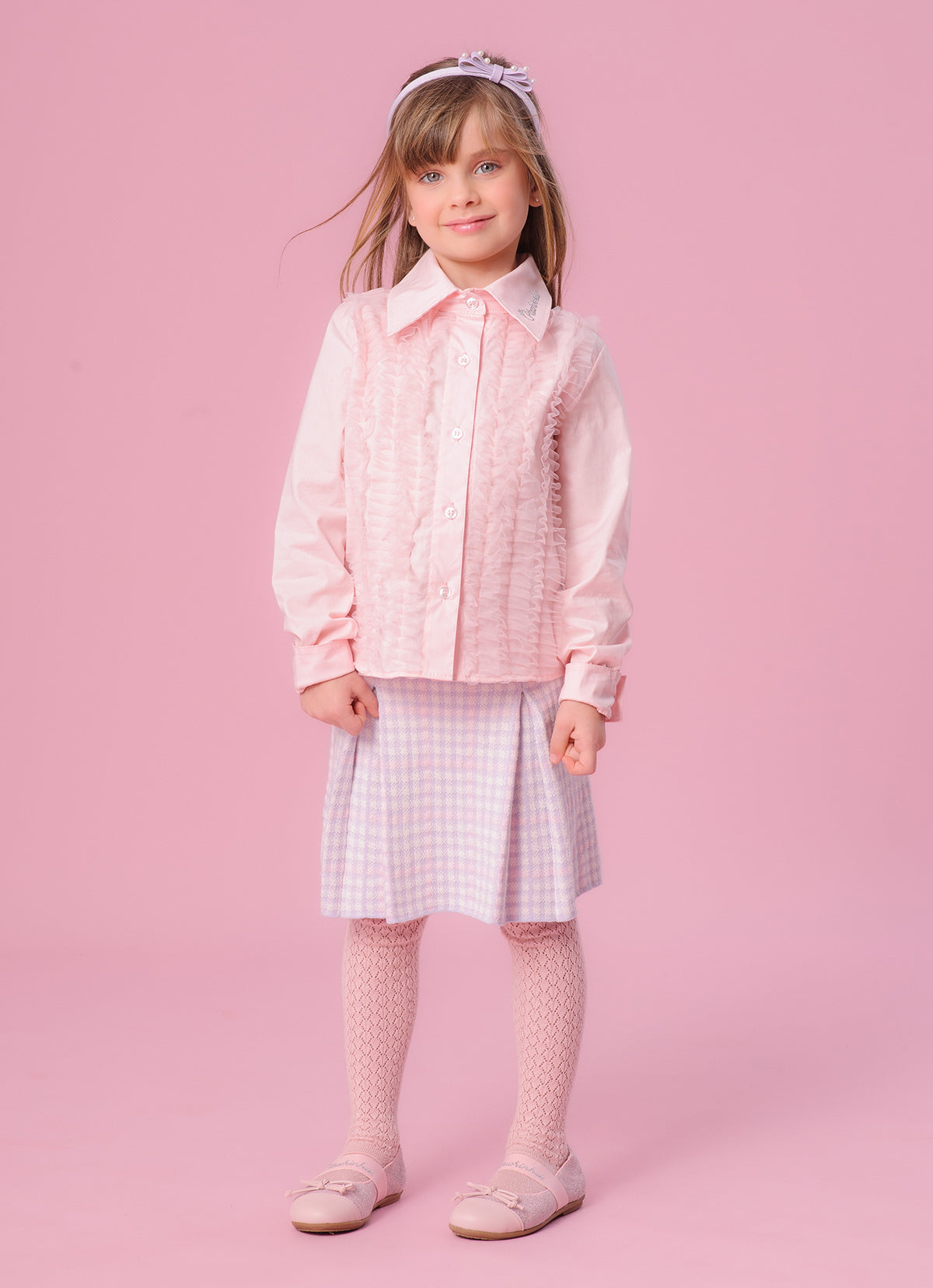 Camisa Tricoline Babados Tule Pituchinhus