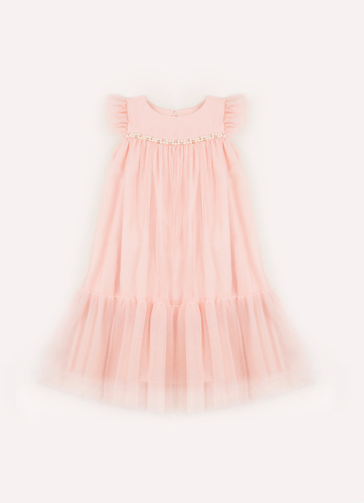Vestido Tule Princesa Bordados Pérolas e Cristais
