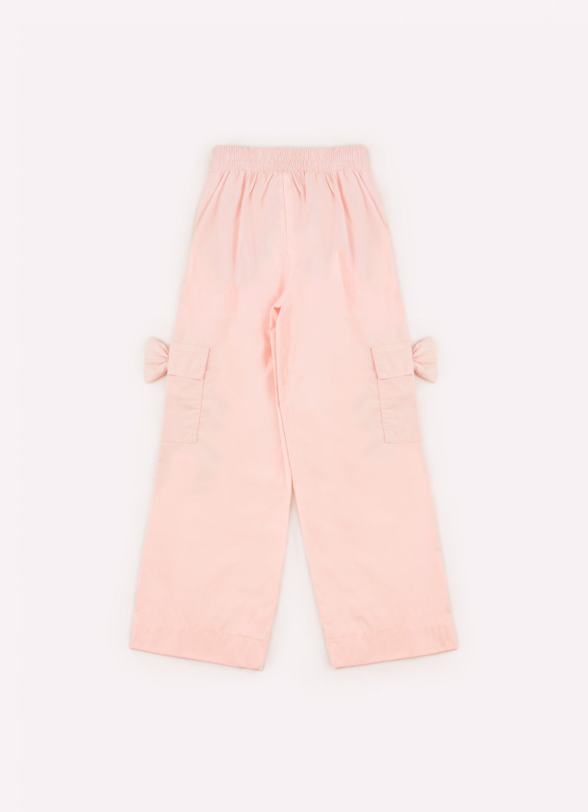 Calça Tricoline Pregas Bolsos Laço Puffer
