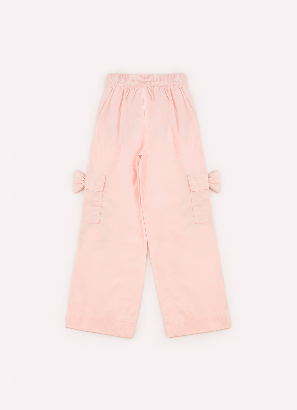 Calça Tricoline Pregas Bolsos Laço Puffer