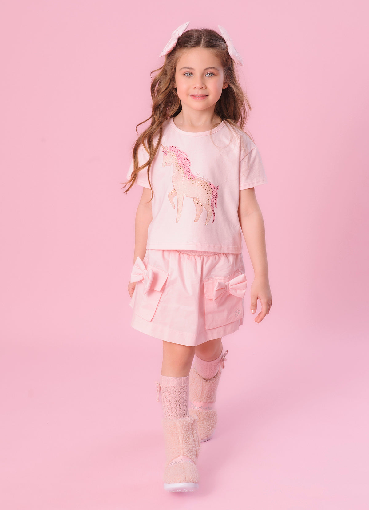 Saia Short Tricoline Bolsos Laços Puffer