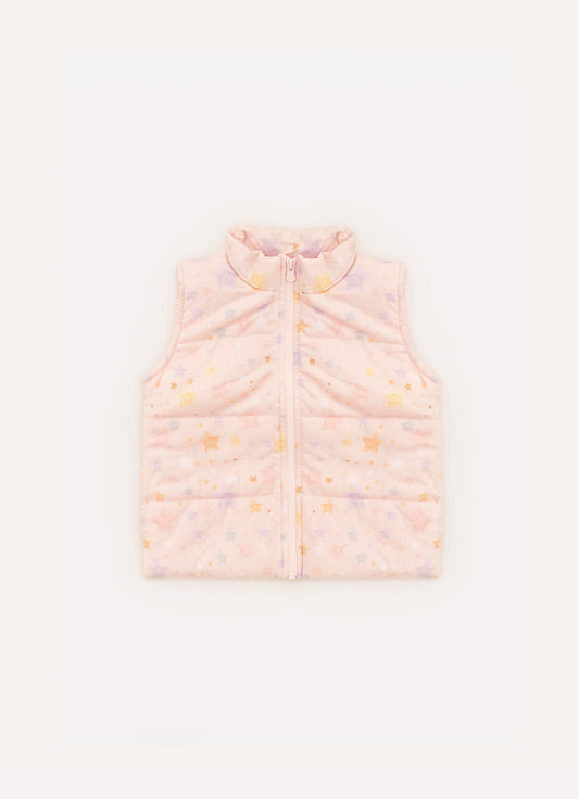 Colete Puffer Algodão Estampado Estrelas