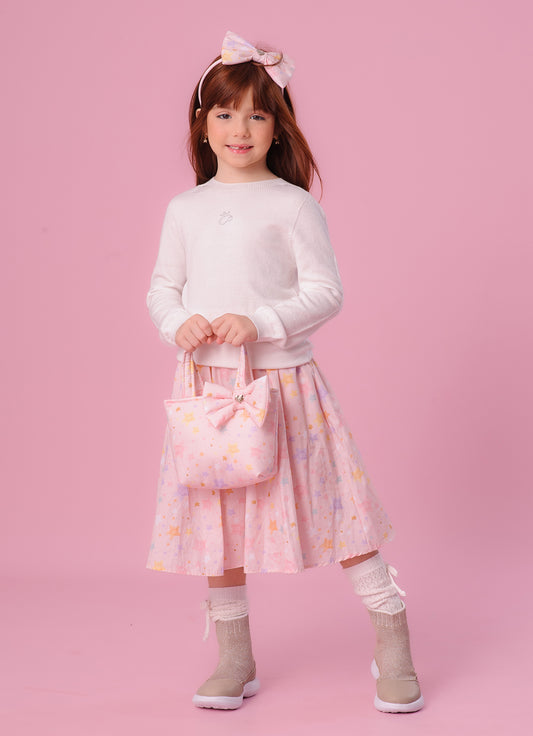 Saia Short Algodão Estampa Estrelas Franzida