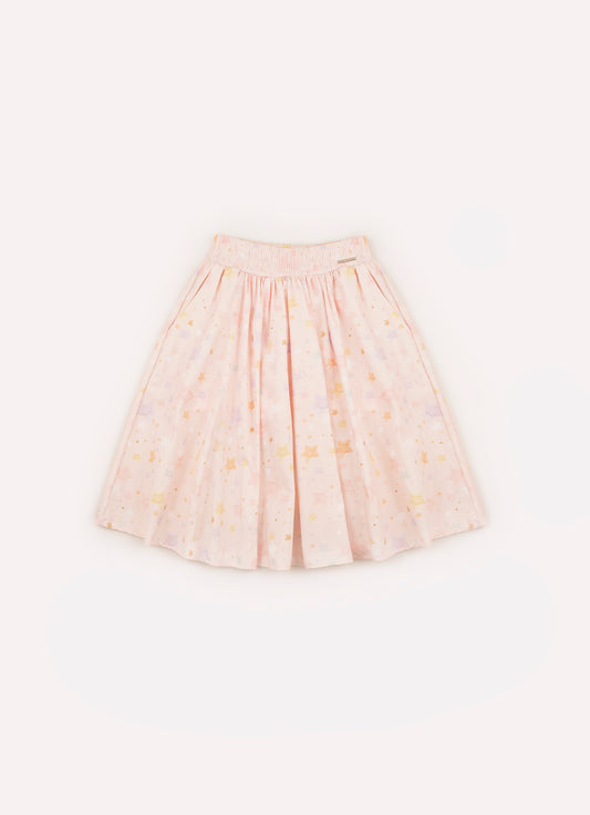 Saia Short Algodão Estampa Estrelas Franzida