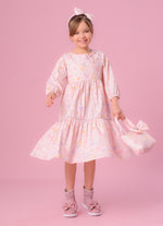 Vestido Algodão Estampado Estrelas Babados
