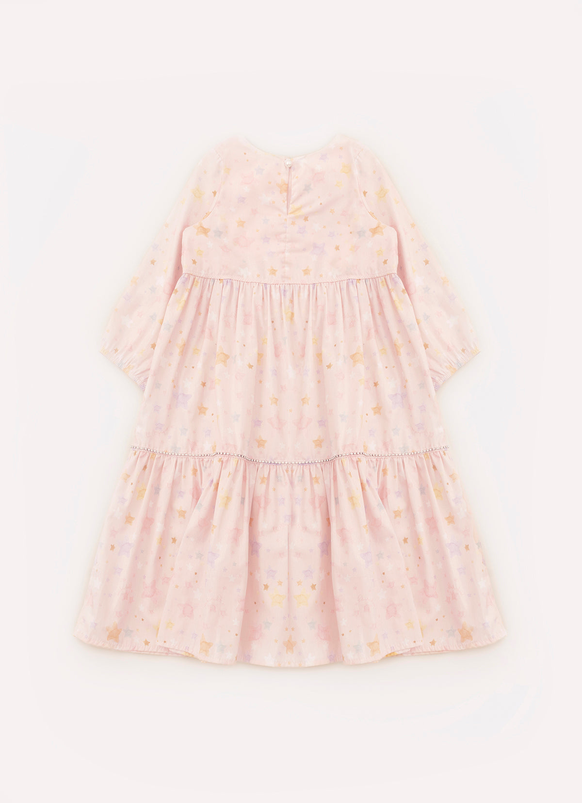 Vestido Algodão Estampado Estrelas Babados