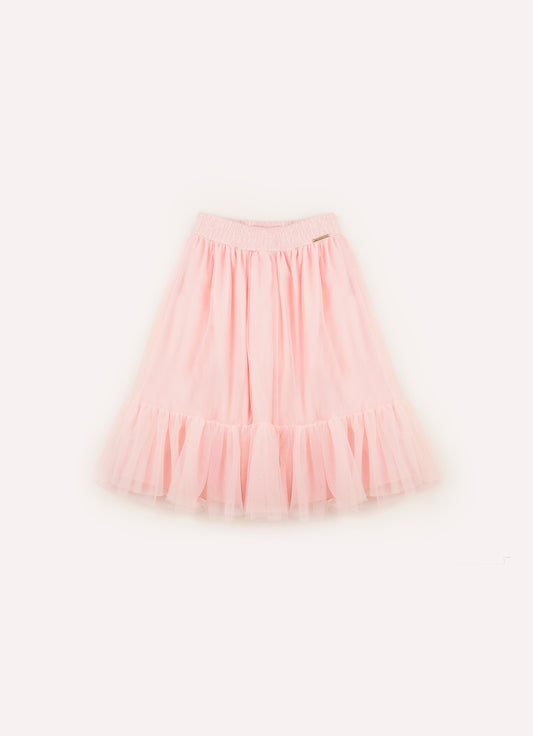 Saia Short Midi Tule Babado