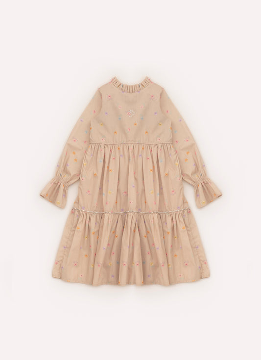 Vestido Algodão Estampado Babadinho Gola