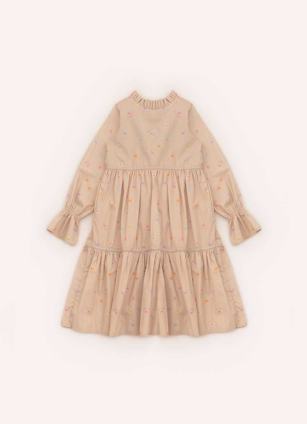 Vestido Algodão Estampado Babadinho Gola