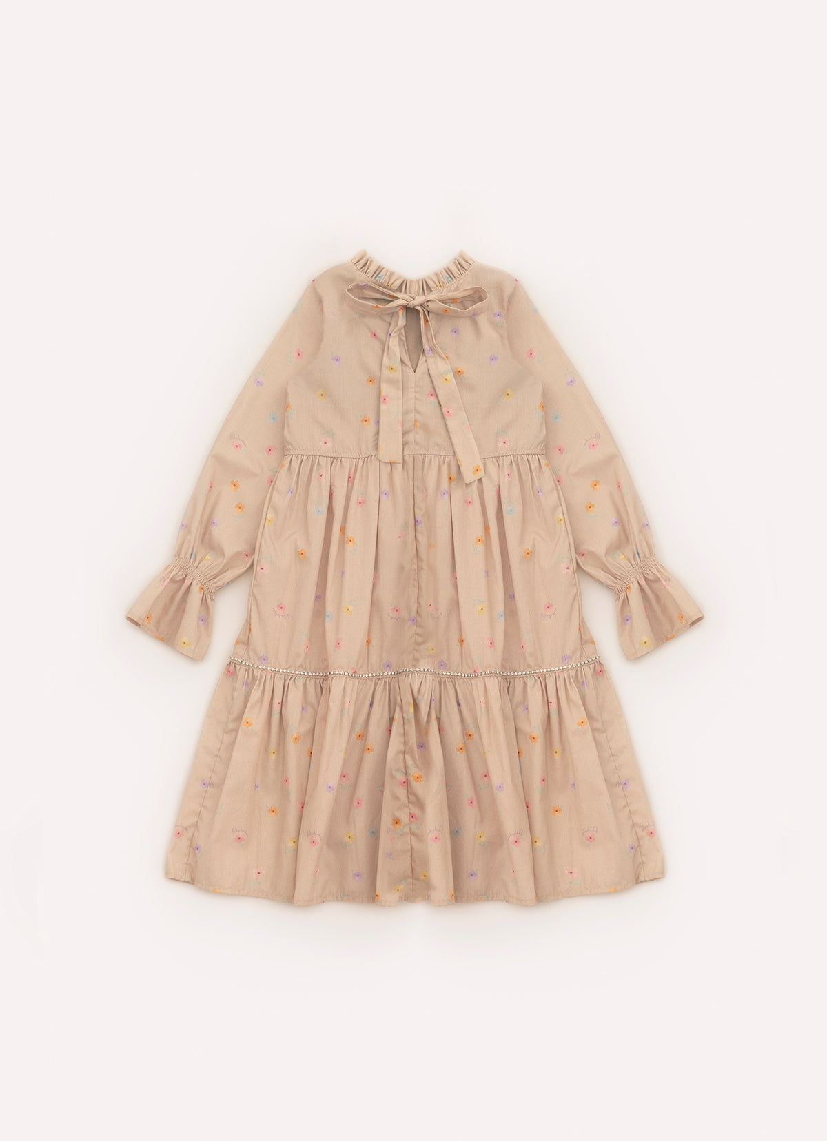 Vestido Algodão Estampado Babadinho Gola