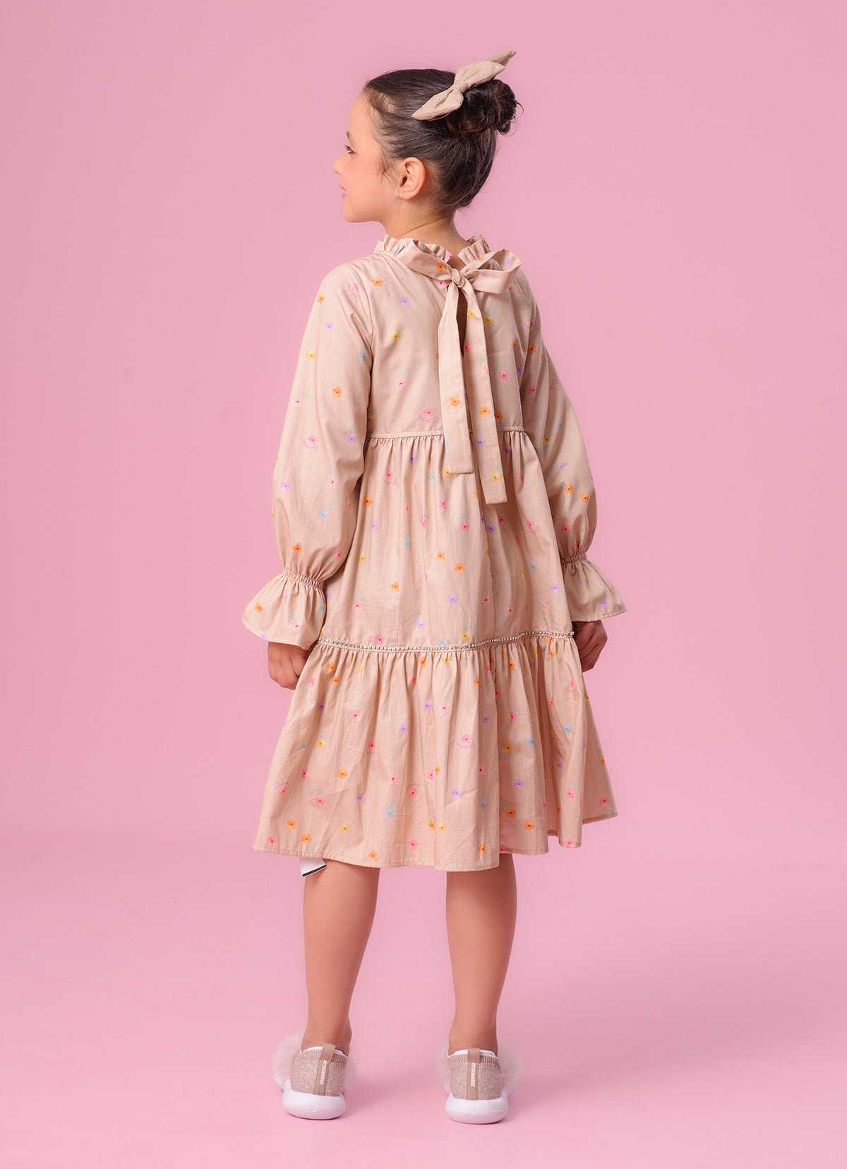 Vestido Algodão Estampado Babadinho Gola