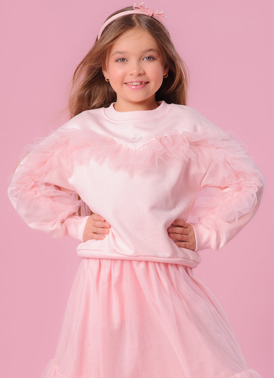Blusa Moletom Babado Tule