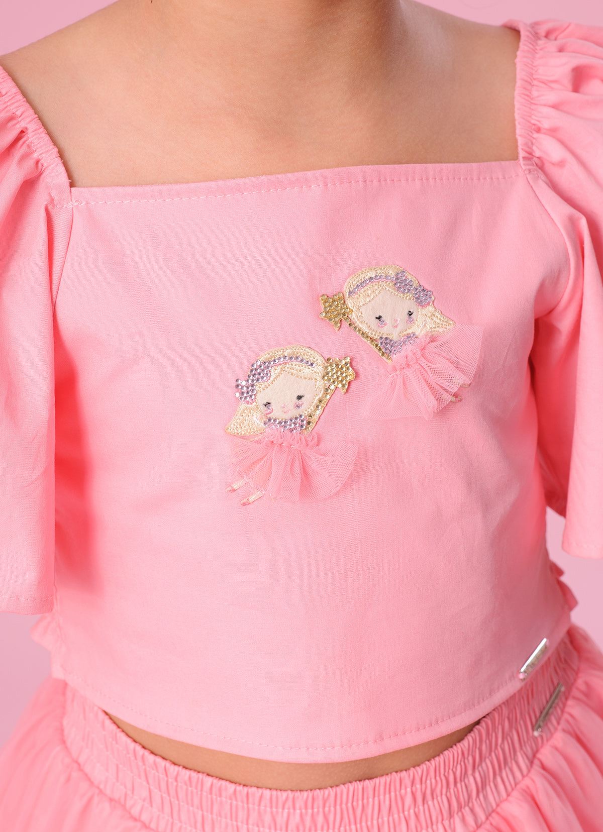 Blusa Cropped Tricoline Patches Fadinha