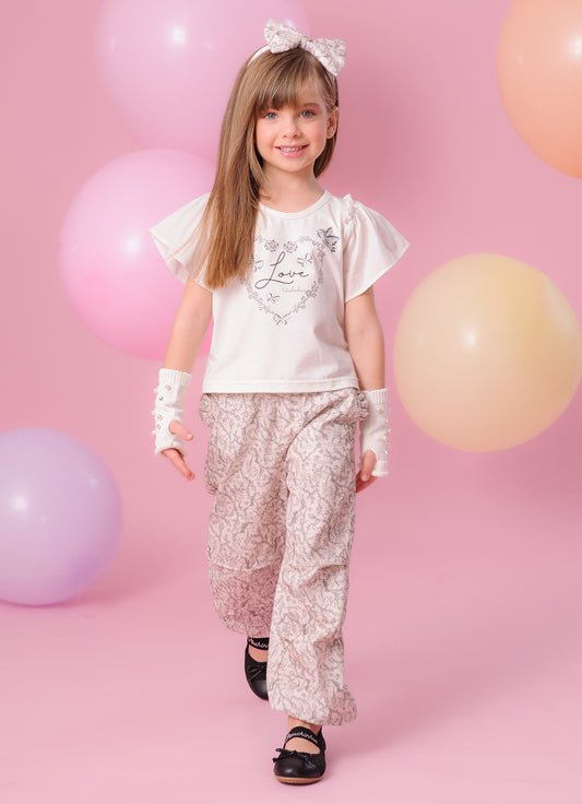 Calça Jogging Algodão Estampa Toile Pregas