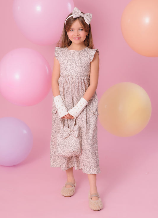 Vestido Midi Algodão Estampado Toile