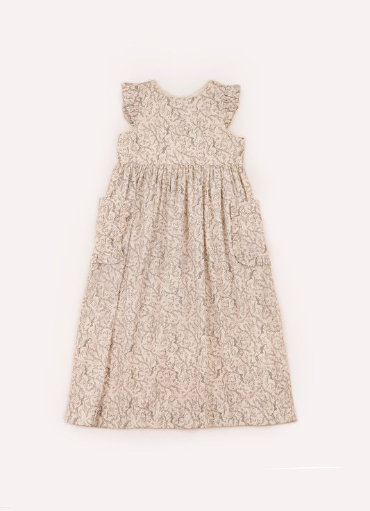 Vestido Midi Algodão Estampado Toile