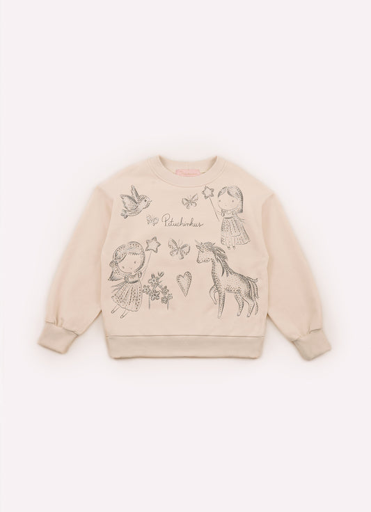 Blusa Moletom Toile de Jouy Fadas e Unicórnios