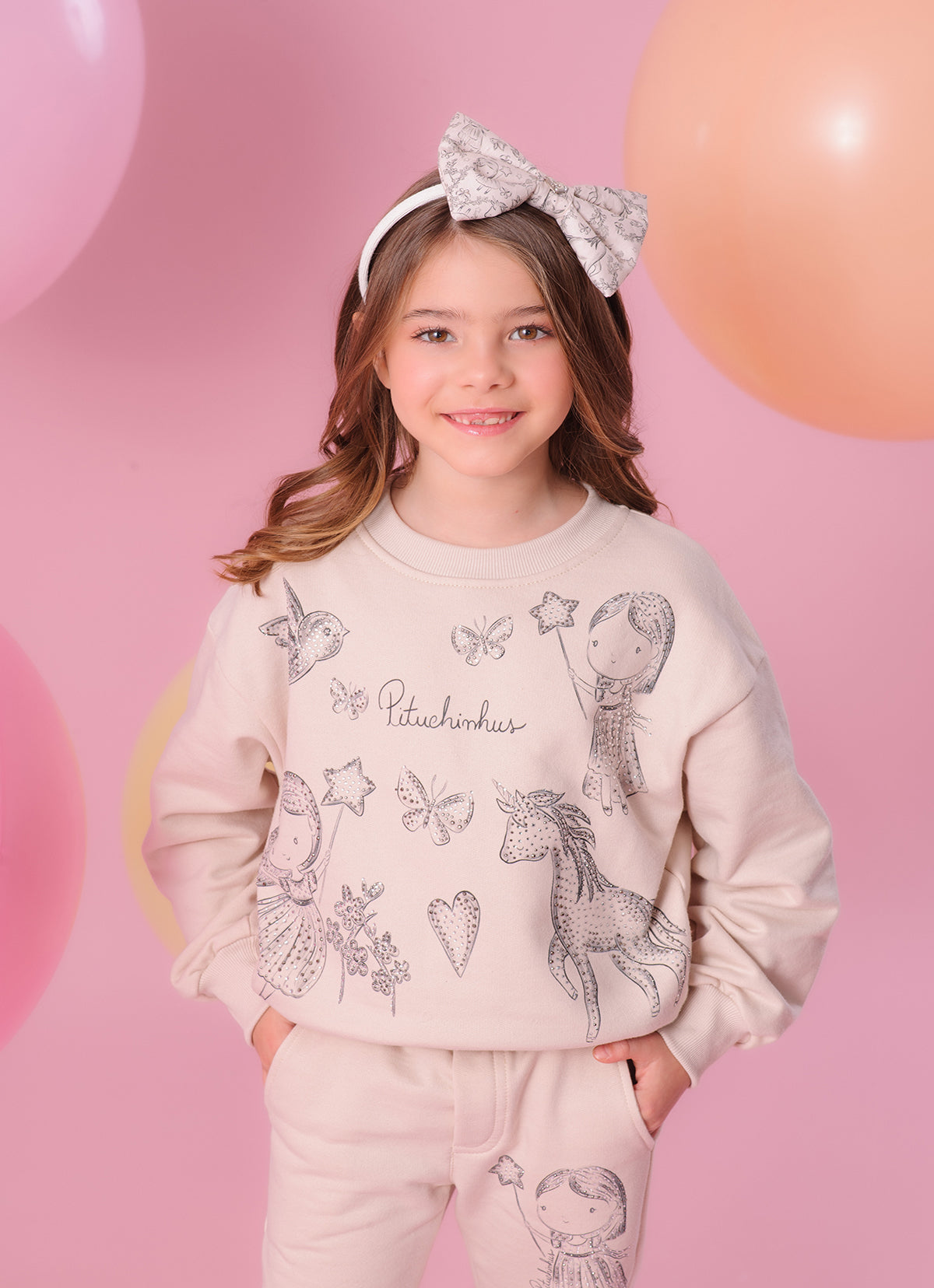 Blusa Moletom Toile de Jouy Fadas e Unicórnios