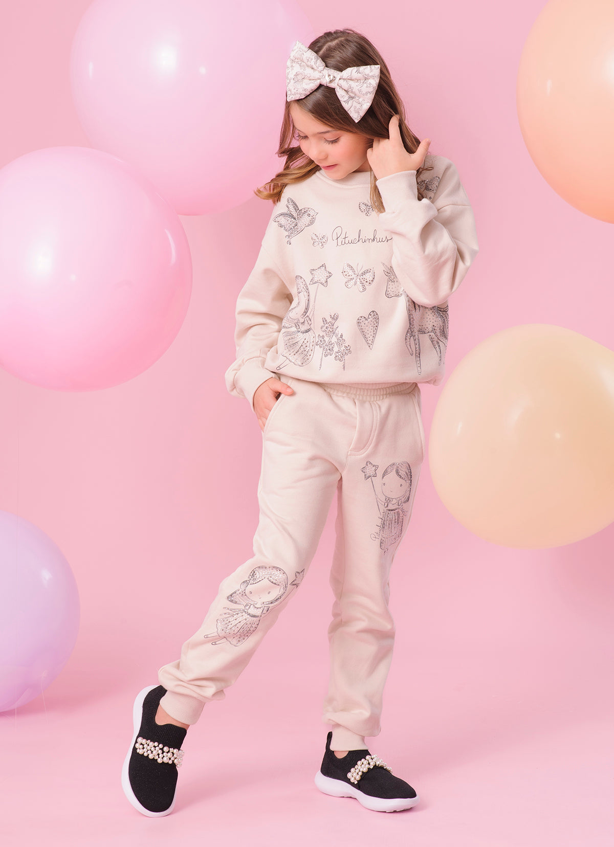 Blusa Moletom Toile de Jouy Fadas e Unicórnios