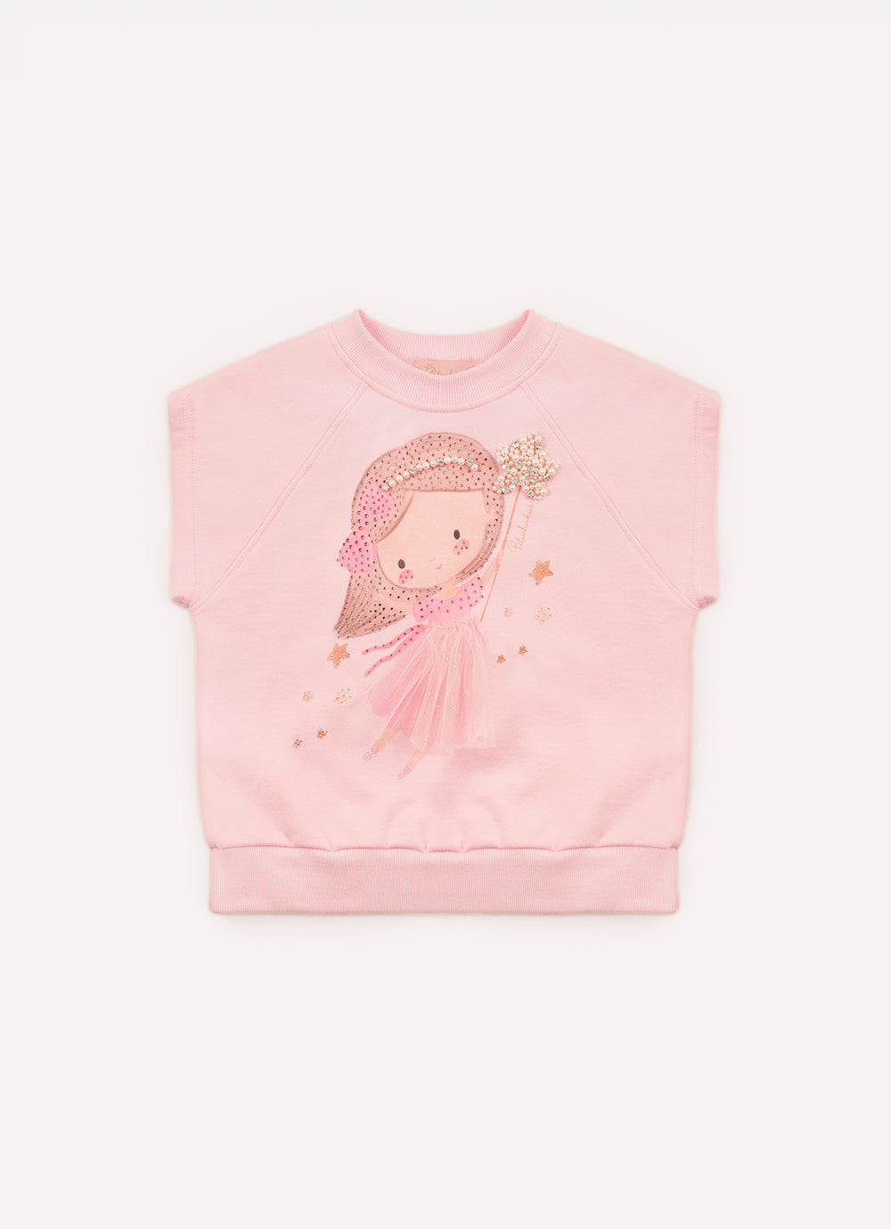 Blusa Moletom Fadinha Com Saia de Tule Manga Curta